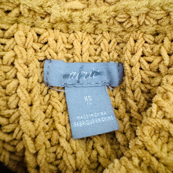 AERIE Oversized Chunky Golden Mustard Yellow Chenille Cozy Mock Neck Sweater S - Picture 10 of 13